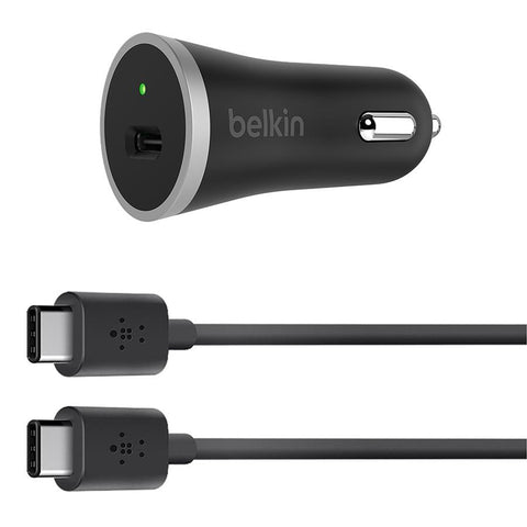 Belkin USB-C Car Charger + USB-C Cable – 4ft, 15W, Black, Type 2.0